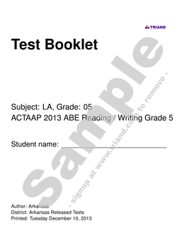 Test Booklet