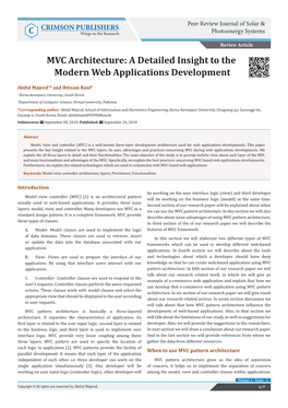 MVC Architecture: a Detailed Insight to the Modern Web Applications Development