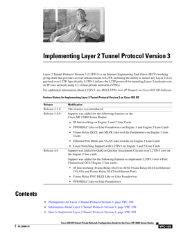 Implementing Layer 2 Tunnel Protocol Version 3