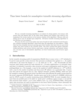 Time Lower Bounds for Nonadaptive Turnstile Streaming Algorithms