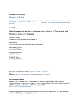 Sociodemographic Variation in Consumption Patterns of Sustainable and Nutritious Seafood in Australia