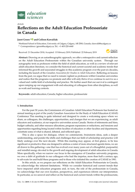 Reflections on the Adult Education Professoriate in Canada