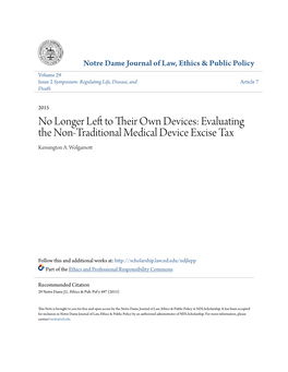 Evaluating the Non-Traditional Medical Device Excise Tax Kensington A