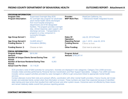 FRESNO COUNTY DEPARTMENT of BEHAVIORAL HEALTH OUTCOMES REPORT- Attachment A