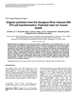 Organic Pollution from the Songhua River Induces NIH 3T3 Cell Transformation: Potential Risks for Human Health