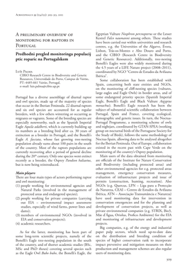 A Preliminary Overview of Monitoring for Raptors in Portugal