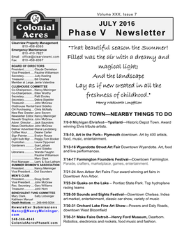 Phase V Newsletter