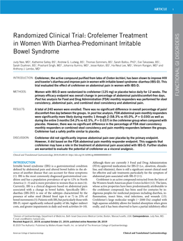 Randomized Clinical Trial: Crofelemer Treatment in Women with Diarrhea-Predominant Irritable Bowel Syndrome