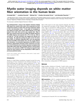 Myelin Water Imaging Depends on White Matter Fiber Orientation in The