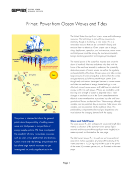 Primer: Power from Ocean Waves and Tides