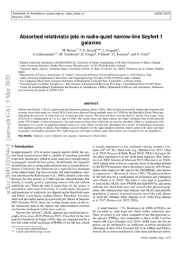 Absorbed Relativistic Jets in Radio-Quiet Narrow-Line Seyfert 1 Galaxies M