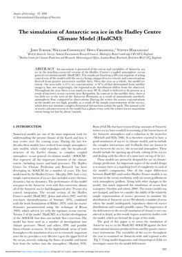 The Simulation of Antarctic Sea Ice in the Hadley Centre Climate Model Hadcm3)