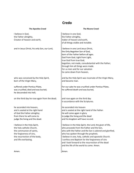 Apostles Creed & Nicene Creed Side-By-Side