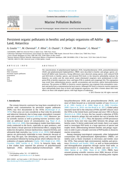 Persistent Organic Pollutants in Benthic and Pelagic Organisms Off Adélie Land, Antarctica ⇑ A