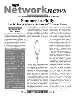 Summer in Philly Our 34Th Year of Advocacy, Activism and Service to Women