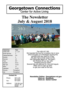 Georgetown Connections Center for Active Living the Newsletter July & August 2018