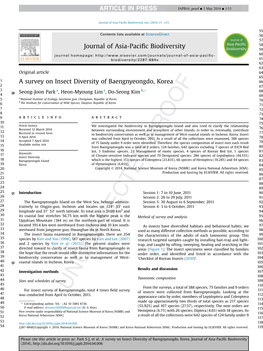 A Survey on Insect Diversity of Baengnyeongdo, Korea