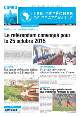 Le Référendum Convoqué Pour Le 25 Octobre 2015