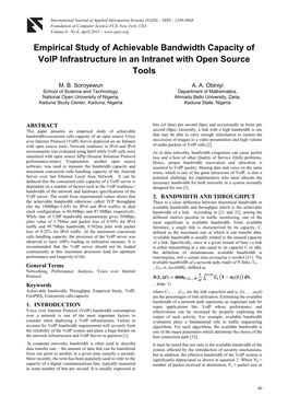 Empirical Study of Achievable Bandwidth Capacity of Voip Infrastructure in an Intranet with Open Source Tools