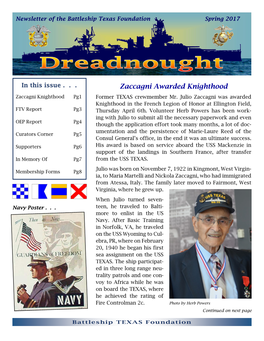 Zaccagni Awarded Knighthood Zaccagni Knighthood Pg1 Former TEXAS Crewmember Mr