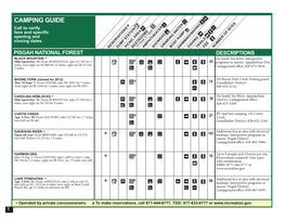 CAMPING GUIDE Call to Verify Fees and Specific Opening and Closing Dates