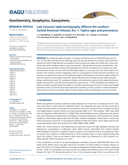 Late Cenozoic Tephrostratigraphy Offshore the Southern 10.1002/2016GC006503 Central American Volcanic Arc: 1