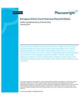 European Online Travel Overview Eleventh Edition Written and Researched by Charuta Fadnis January 2016