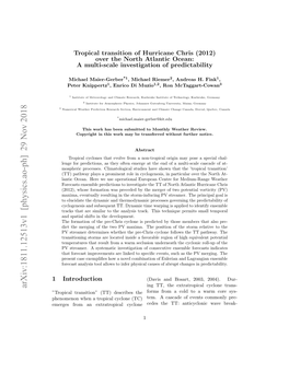 Tropical Transition of Hurricane Chris (2012) Over the North Atlantic Ocean: a Multi-Scale Investigation of Predictability