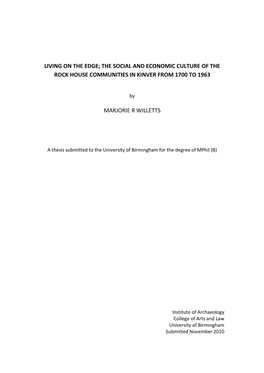 The Social and Economic Culture of the Rock House Communities in Kinver from 1700 to 1963