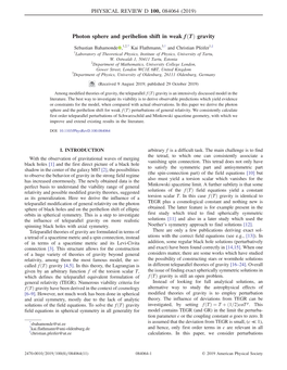 Photon Sphere and Perihelion Shift in Weak F(T) Gravity