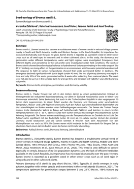 Seed Ecology of Bromus Sterilis L. Samenökologie Von Bromus Sterilis L