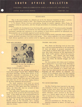 SECOND ISSUE This Is the Second Number of a Bulletin Put out by the American Committee on Africa, a Private, Non-Profit Organiza