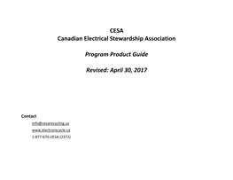 CESA Canadian Electrical Stewardship Association Program Product Guide Revised
