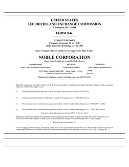 NOBLE CORPORATION (Exact Name of Registrant As Specified in Its Charter)