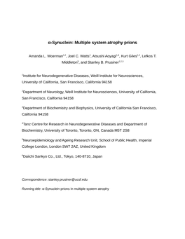 Α-Synuclein: Multiple System Atrophy Prions