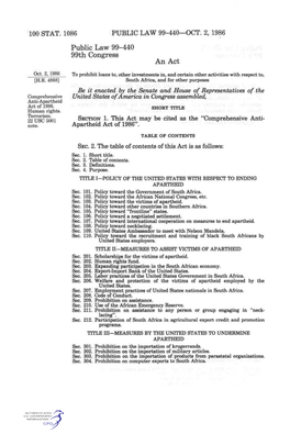 Comprehensive Anti-Apartheid Act of 1986