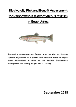 Biodiversity Risk and Benefit Assessment for Rainbow Trout (Oncorhynchus Mykiss) in South Africa