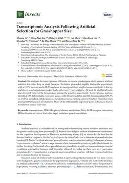 Transcriptomic Analysis Following Artificial Selection for Grasshopper