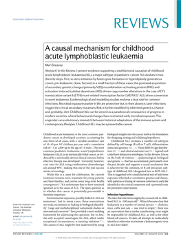 A Causal Mechanism for Childhood Acute Lymphoblastic Leukaemia