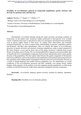 Genetic Structure and Diversity in Apodemus Mice and Their Lice