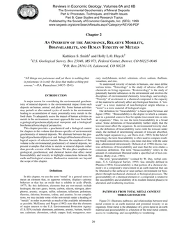 An Overview of the Abundance, Relative Mobility, Bioavailability, and Human Toxicity of Metals