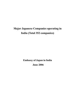 Major Japanese Companies Operating in India (Total 352 Companies)