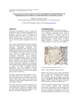 Challenges in Developing Katwe Geothermal Power Project in Kikorongo-Bunyampaka, Kasese District, Western Uganda