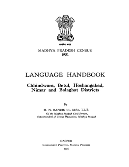 Language Handbook, Chhindwara, Betul, Hoshangabad, Nimar And