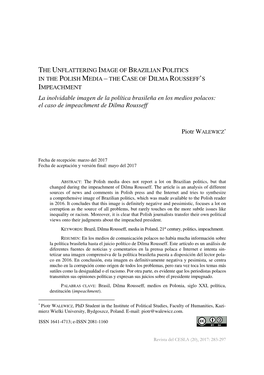 El Caso De Impeachment De Dilma Rousseff Piotr WALEWICZ
