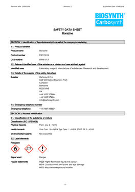 SAFETY DATA SHEET Borazine