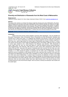 Diversity and Distribution of Seaweeds from the West Coast of Maharashtra