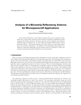 Analysis of a Microstrip Reflectarray Antenna for Microspacecraft