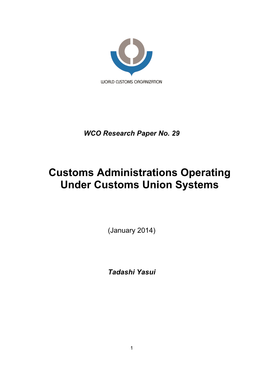 Customs Administrations Operating Under Customs Union Systems