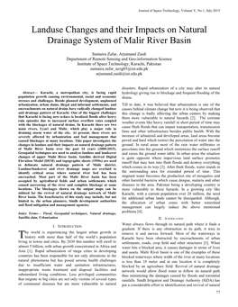 Landuse Changes and Their Impacts on Natural Drainage System of Malir River Basin